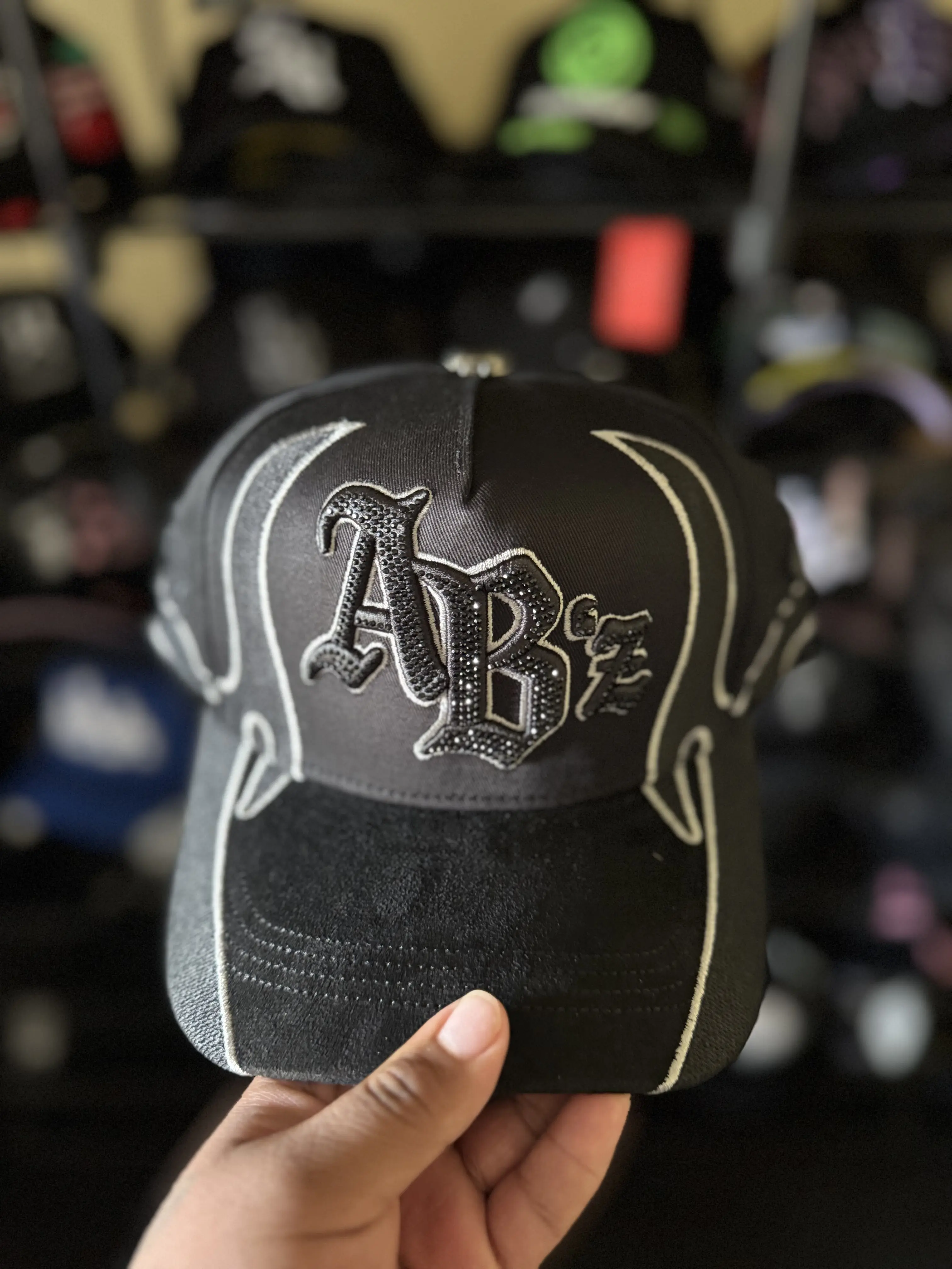 Baez x Maestro Shifu Adjustable Soft Black Graphic Cotton Baseball Cap - Unisex, Casual Everyday Style, Decorative Contrast Stitching, Raised Embroidered Front Lettering, Letters, Black Graphic Hats