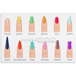 Manicure Salon Poster Nail Type Guide Chart (12) Canvas for Living Room Bedroom Decor 18x12inch(45x30cm) Unframe-style