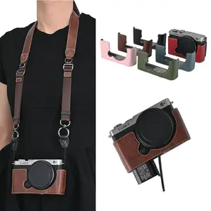 Litchi Pattern PU Leather Camera Half Case For Panasonic Lumix S9 Battery Opening Magnetic Bottom Cover