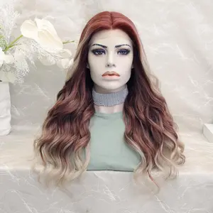IMstyle Regan T part lace Wig cinnamon red wavy style 24 inches-TQ07-240209
