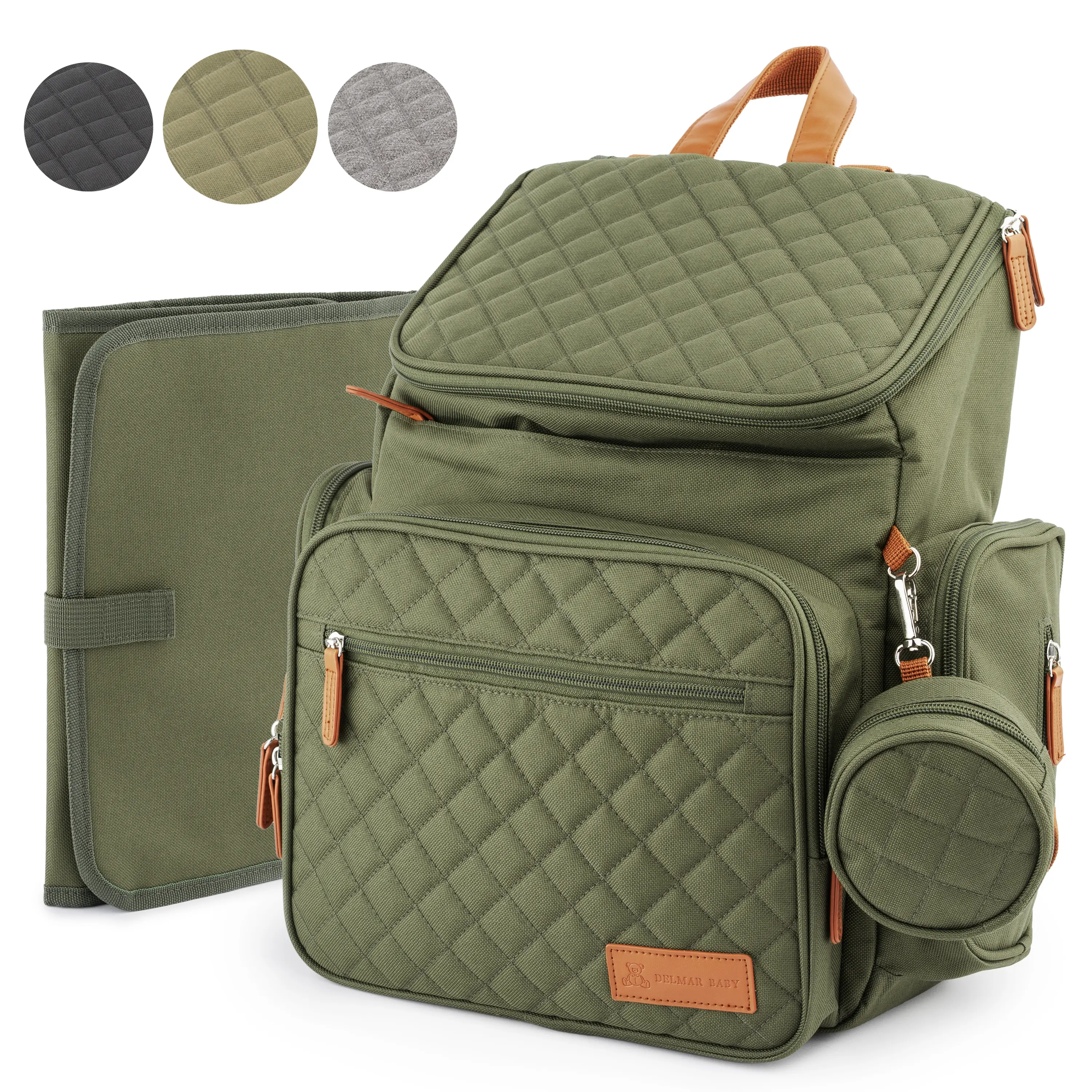 Delmar Baby Large Baby Backpack Diaper Bag with 15 Pockets, Pacifier Holder, Wipes Dispenser, Insulated Bottle Pocket & Luggage Attachment - Unisex