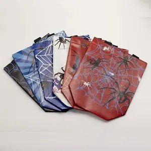 12pcs Non-Woven Small Handheld Gift Bags, Spider Pattern Double-Sided Print, Reusable, Ideal for Festivals & Parties, 20x19.6x9.2 Cm, Reusable Party Supplies