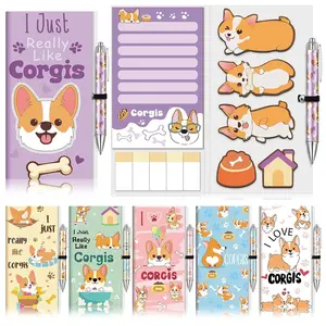 Graduation Gifts Cute Corgi Sticky Notes Pen Set Kawaii Cartoon Dog Memo Pads Self-Stick To Do List Sticky Note Pads Dog Lover Gifts Back to School Stationery Office Desk Supplies Women Students Dog Mom Kawaii School Supplies