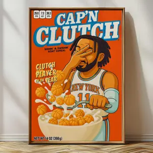 (NO FRAME) Captain Clutch Jalen Brunson Poster, Clutch Player Of The Year, Basketball Wall Art, New York’s Star Player, Epic Playoff Moments Home Decor