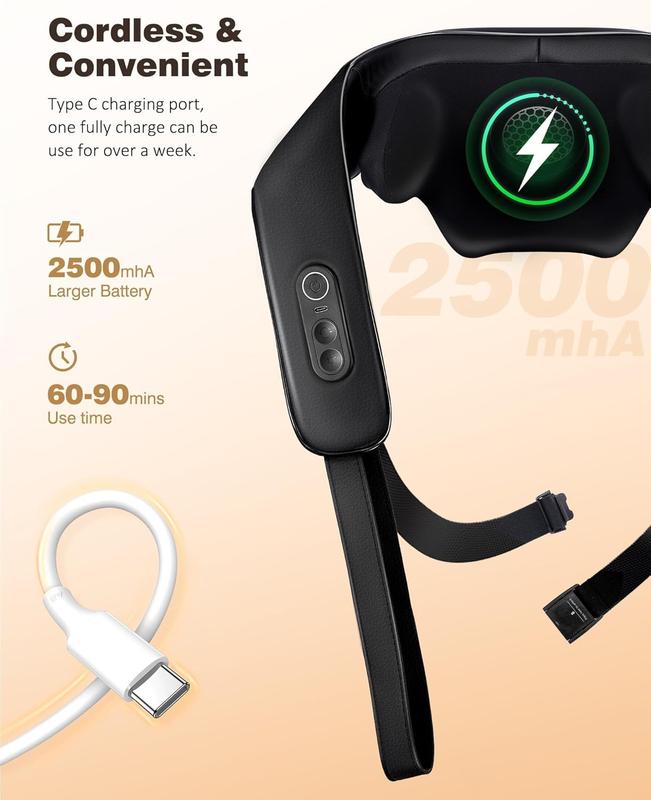 KNOZE Neck and Shoulder Massager with Heat, Cordless Back and Neck Massager, Upgraded Graphene Heating, 4D Shiatsu Deep Kneading Massage for Shoulder, Back,Leg,Pain Relief, Portable Gifts for Dad Mom Friend