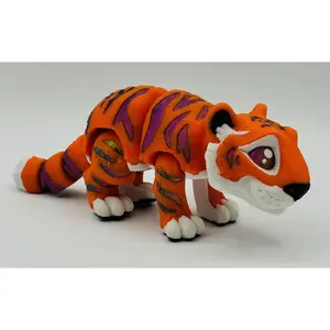 Vibrant Articulating Tiger - Orange with Purple/Red/Green Stripes