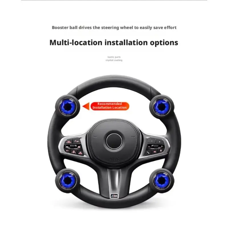 360° Rotating Luminous Blue Light Silicone Grip Steering Wheel Spinner Knob - Clip-On Easy Power Boost Anti-Slip Car Turning Assist Universal Vehicle Interior Mod Accessory