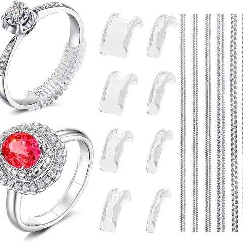 Ring Sizer Adjuster for Loose Rings, 14 Pack 14 Sizes Ring Guards, Spacers & Tighteners, Fits Bands 1 to 11mm, Invisible Design for Women Men, Insert & Spiral Ring Resizer