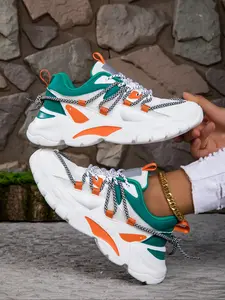 Women's Fashion Sneakers, Breathable Mesh Lace-Up Shoes, Non-Slip Outdoor Hiking Boots, Thick Sole Gym Footwear, Daily Wear, Casual Hiking Shoes