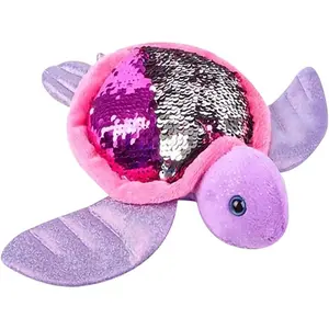 Flip Sequin Sea Turtle Plush Toy, 1PC, Soft Stuffed Sea Turtle with Color Changing Sequins, Cute Home and Nursery Animal Decorations, Calming Fidget Toy for Girls and Boys, 10.5"es