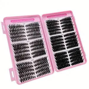 DIY Eyelash Extension Kit, Dense D Curl False Lashes Set, 30+40+50+60+80+100 Pcs, Recyclable, Long and Thick, Made in China