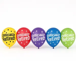 "Officially Retired" Latex Balloons - Multicolor, 12" - 15 Pack
