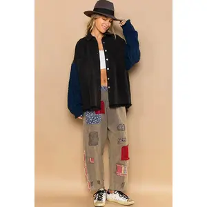 POL Contrast - Sweater - Women's Button Down Shacket