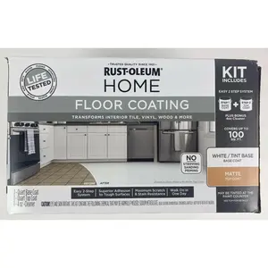 Rustoleum 100805 White Semi-Gloss Tile Wood Vinyl Floor Coating Kit