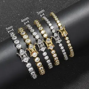 Luxury VVS1 D Color Moissanite Tennis Bracelet for Men Women, Iced Out Round Cut Diamond Look Chain, Hip Hop Bling Jewelry with GRA Certificate, Adjustable Clasp Statement Gift for Party Wedding Anniversary