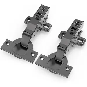 10 PCS Full Overlay 3/4 inch Overlay Soft Close Hinges, Clip ON, 105 Degree, Silent Hydraulic, Black European Concealed Hinge for Cabinet Door, Wardrobes, and Bookcases
