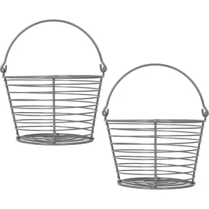 8" Egg Basket For Storage Collecting and Transporting Chicken and Duck Eggs. Farm Grade Wire Baskets. 2 Pack (Grey)