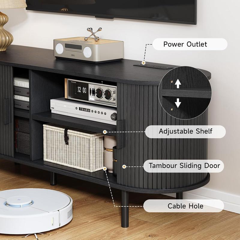 【Valentine's Day Gift】ONBRILL Modern Wood TV Stand with Storage and Shelves to Fit up to 80" TVs, Living Room Furniture