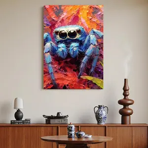 Framed 1pc Wooden Framed giant spider Canvas    High quality Wall Art Prints Poster Direct hanging Wall Picture Decor for Home Gifts, valentinc'S day, Spring Festival, room decor, living room, bathroom, bedroom