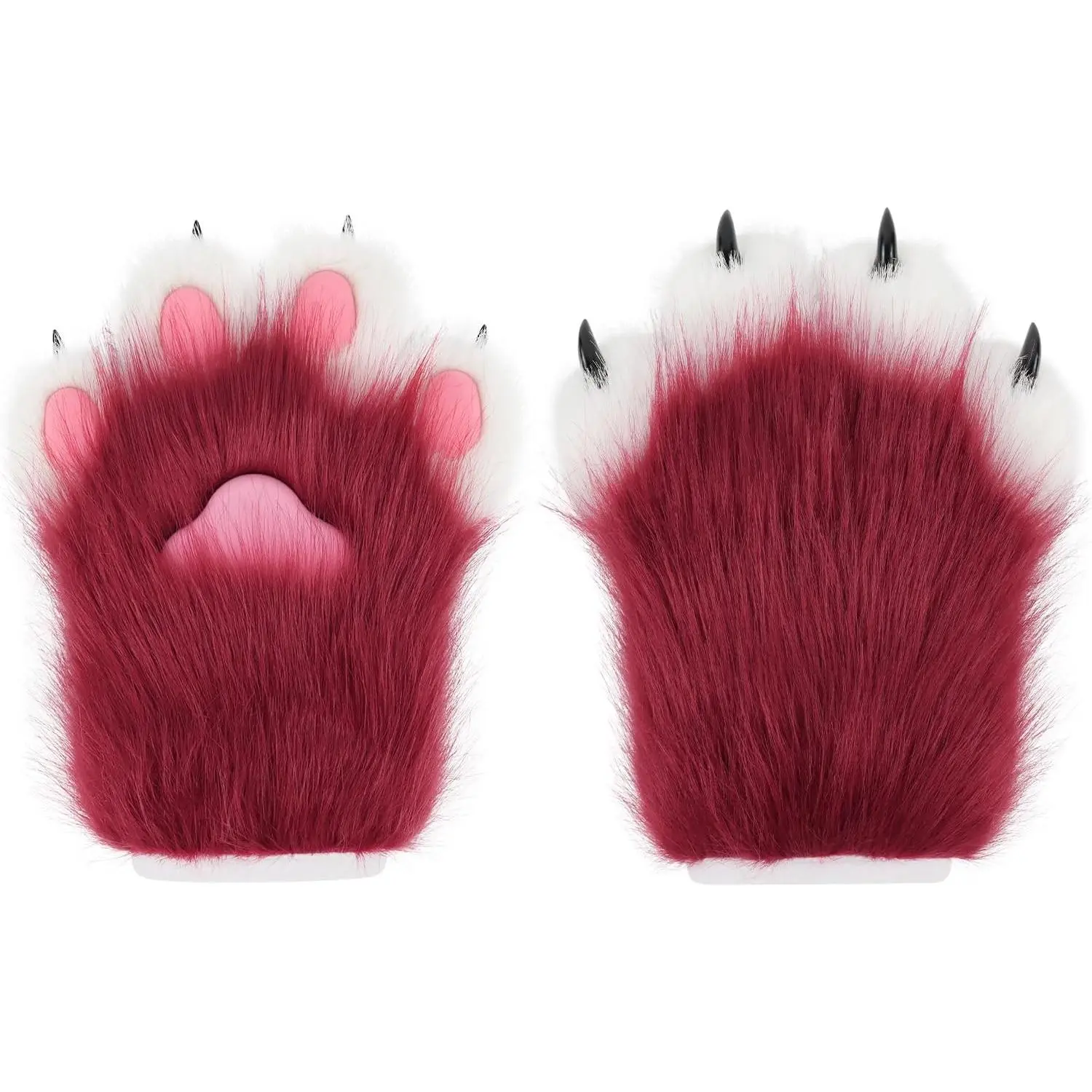 Faux  Plush Furry  Claw Gloves Fursuit  Fox Paws Mittens Halloween  Costume Accessories for Adult