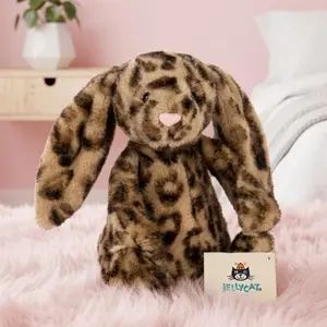 Jellycat Cobblehop Leopard Bunny Plush, Cute Stuffed Animal Doll, Gift for Her, Soft Collectible Bunny with Dust Bag, NWT