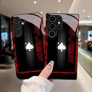 Phone Case: Black Poker Card Pattern Phone Case Suitable for Samsung Galaxy A04s/A05s/A06/A07/A10/A11/A12/A13/A14/A15/A16/A17/A20s/A21s/A22s/A23/A24/A25/A26/A30s/A31/A32/A33/A34/A35/A36/A42/A50s/A51/A52/A52s/A53/A54/A55 Anti-drop Tempered Glass