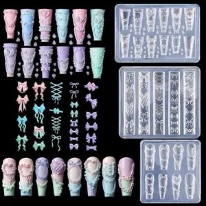 Molde de Silicona 3D para Uñas – Moños, Encaje y Decoraciones (Nail Art Mold)