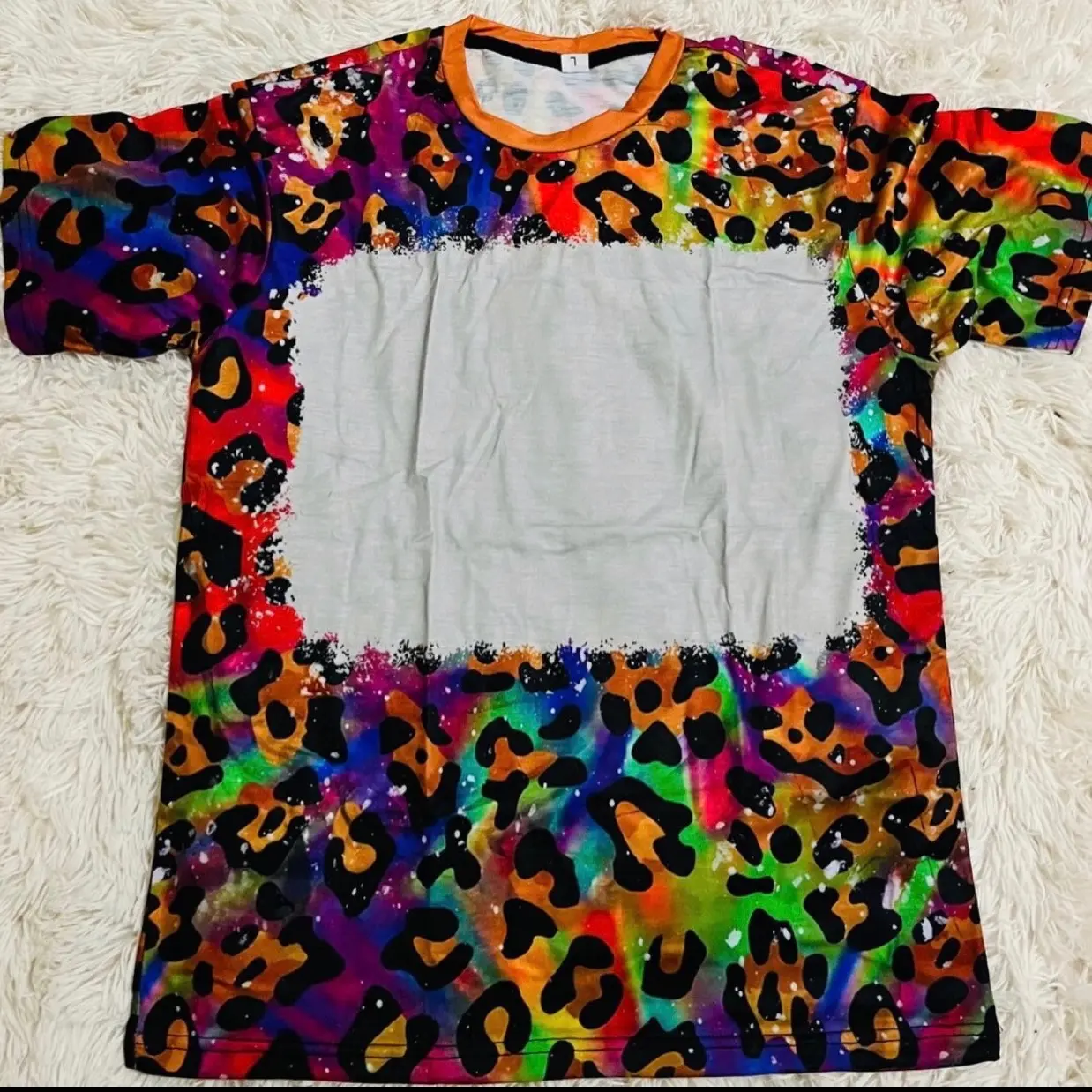 Sublimation blank faux bleach tshirt Polyester T-Shirt Spandex