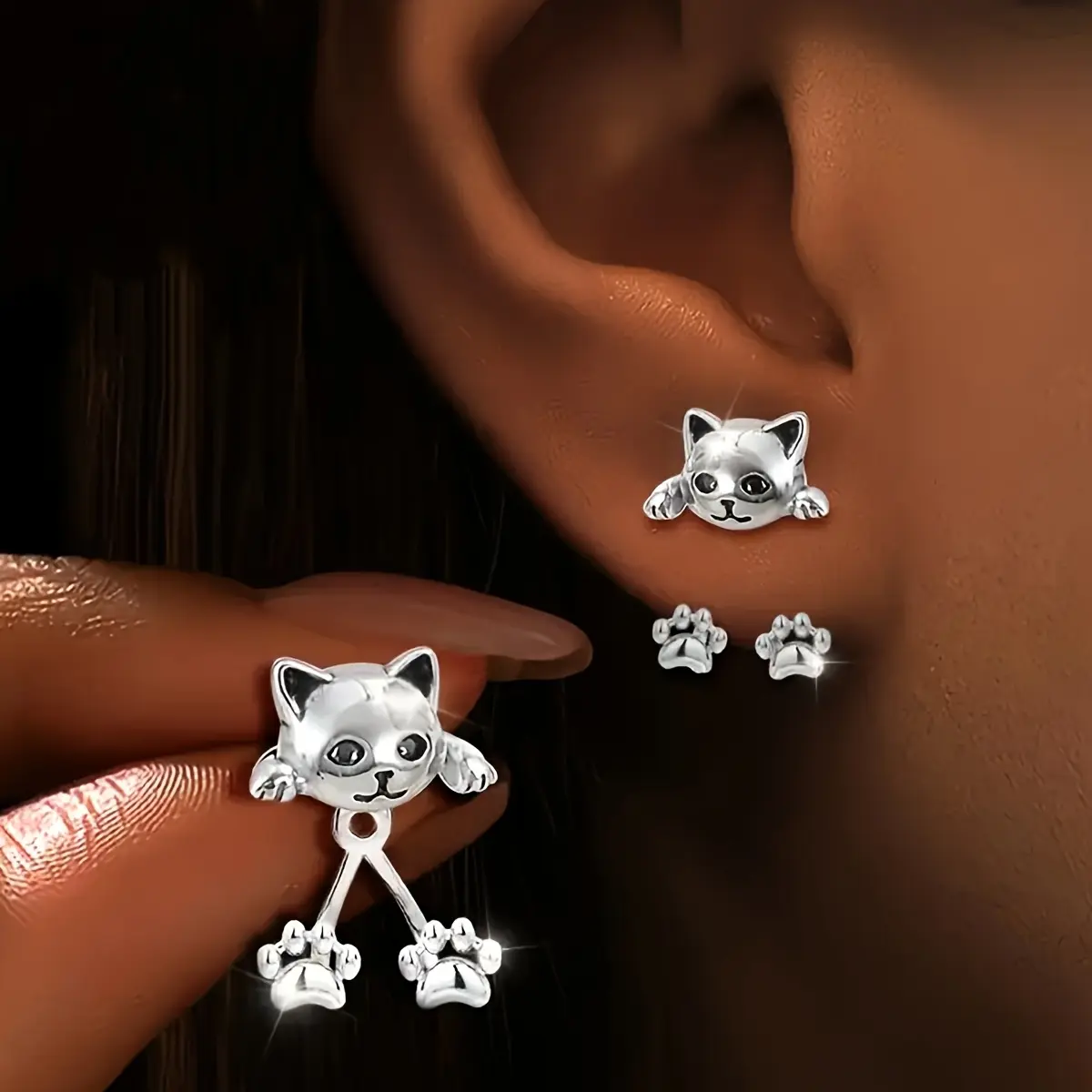 Women's Cat Claw Pendant Earrings - Fashionable Creative Pet-Inspired Costume Jewelry, Exquisitely Sweet Accessory for Everyday Wear, Gifting to Pet Lovers