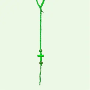 Green Cross Keychain or Bible Maker - Green Rope Necklace with Cross Pendant