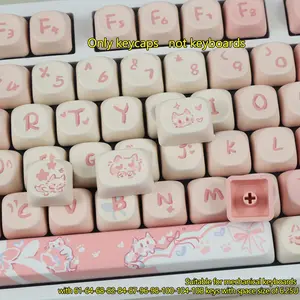 Heart Transparent Mixed Hollow Jelly Peach Bubble Water High-End Three-Mode Gasket Structure Mechanical Keyboard Keycaps Gaming Keyboard Accessories
