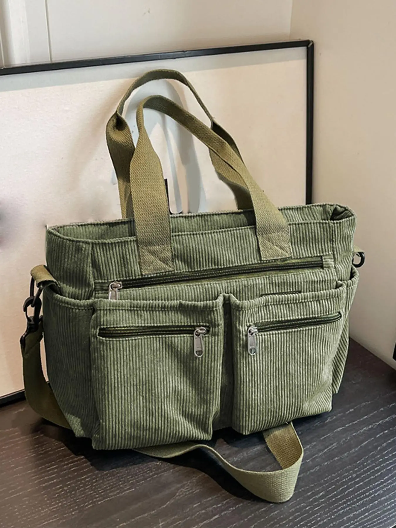 Women's Solid Color Corduroy Crossbody Bag, Large Capacity Shoulder Bag for Daily Used, Casual Trendy Versatile High-quality Daily Commuting Bag