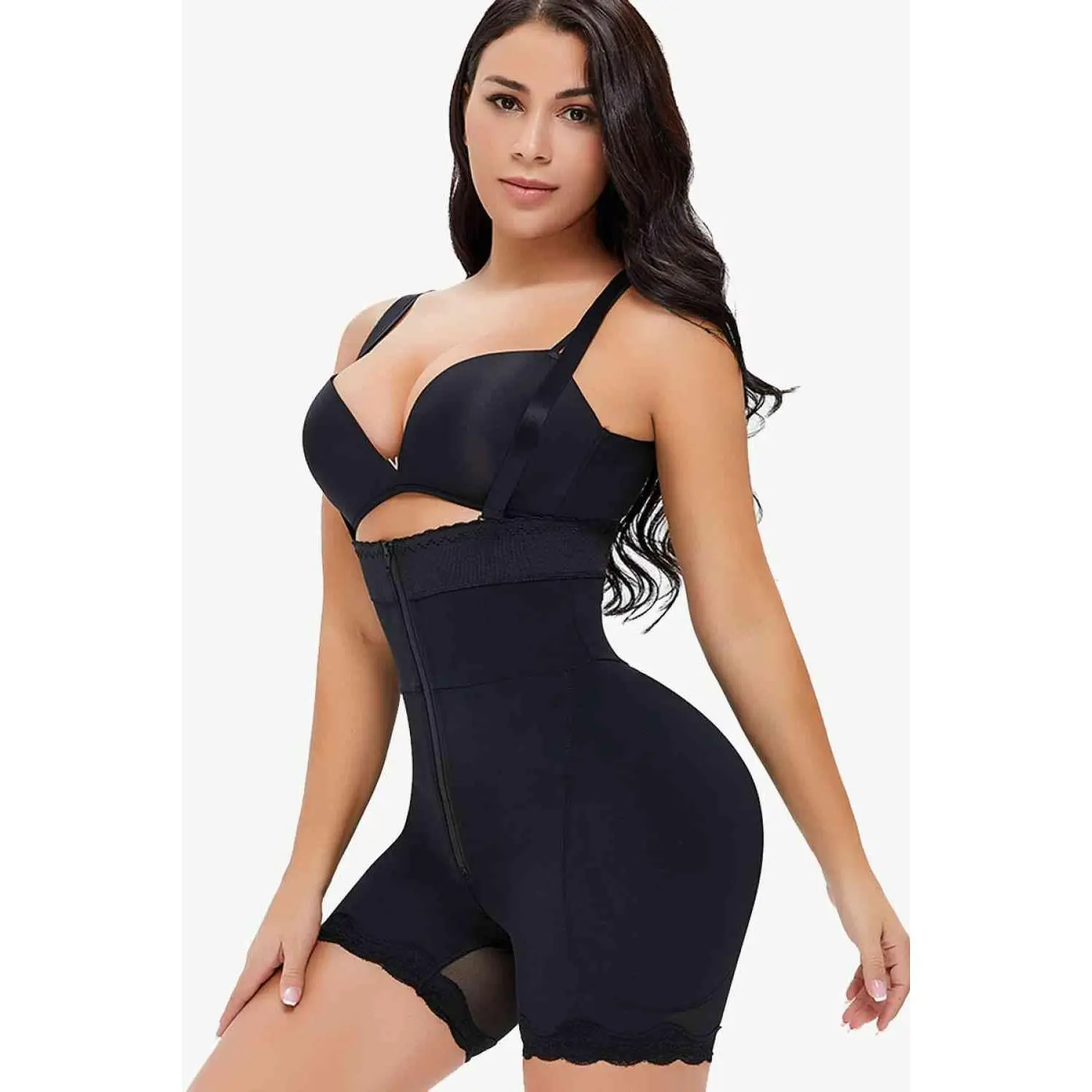 Full Size Spaghetti Strap Lace Trim Shaping Bodysuit