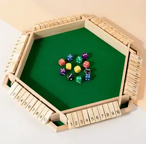 6-person Wooden Box Hexagonal Digital Dice Game Set with 12 Dice for Family Gaming Nights Parties  Birthdays