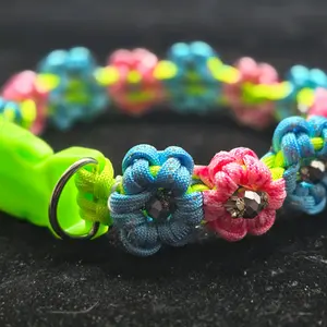 Nomnoms Boutique+Flowers Paracord Collar for Dogs and Cats with Your Choice if Colors Flower Pet Collar