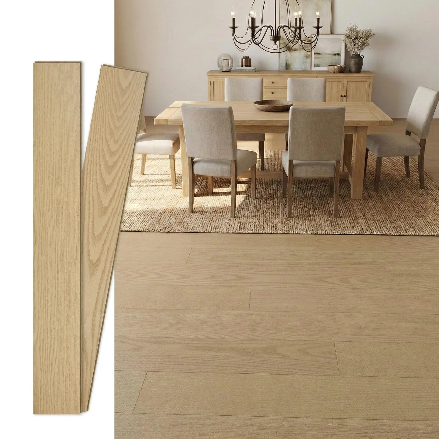 Jeedeson Dark Oak Multi-ply Engineered Hardwood Flooring, 0.47 in. T x 35.83 in. L x 4.92 in. W, Water/Moisture Resistant, Tongue and Groove, Easy Install, Underfloor Heat Compatible, 20 Pieces for Living Room Indoor Use (Covers 24.49 Sq. Ft.)