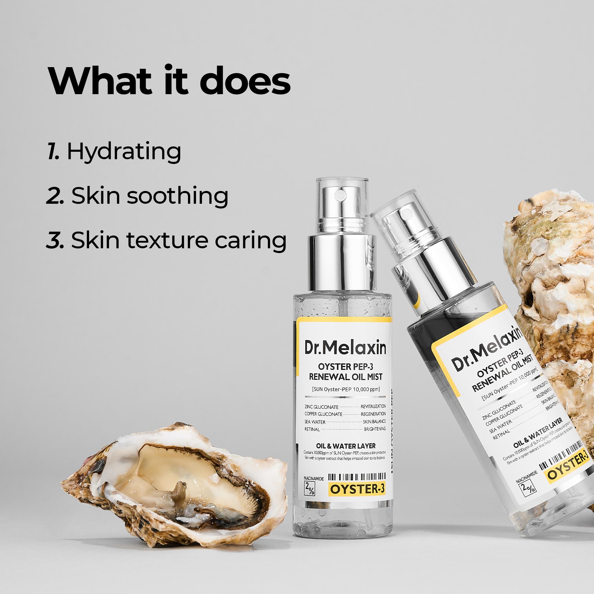[Dr.Melaxin Official] Oyster Pep3 Renewal Oil Mist | Anti-Aging, Even Skin Texture, Elasticity | Korean Cosmetics | 3.38 fl.oz (100ml)