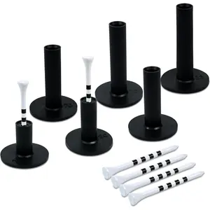 Rubber Golf Tees for Mats Golf Tee Holder for Driving Range Simulator Hitting Mats and Outdoor  6 Sizes Rubber Tees & 6 count 3-1/4 Tees (12 Pcs)