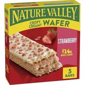 Nature Valley Crispy Creamy Wafer Bars, Strawberry, Whole Grain, 5 Bars, 6.5 oz