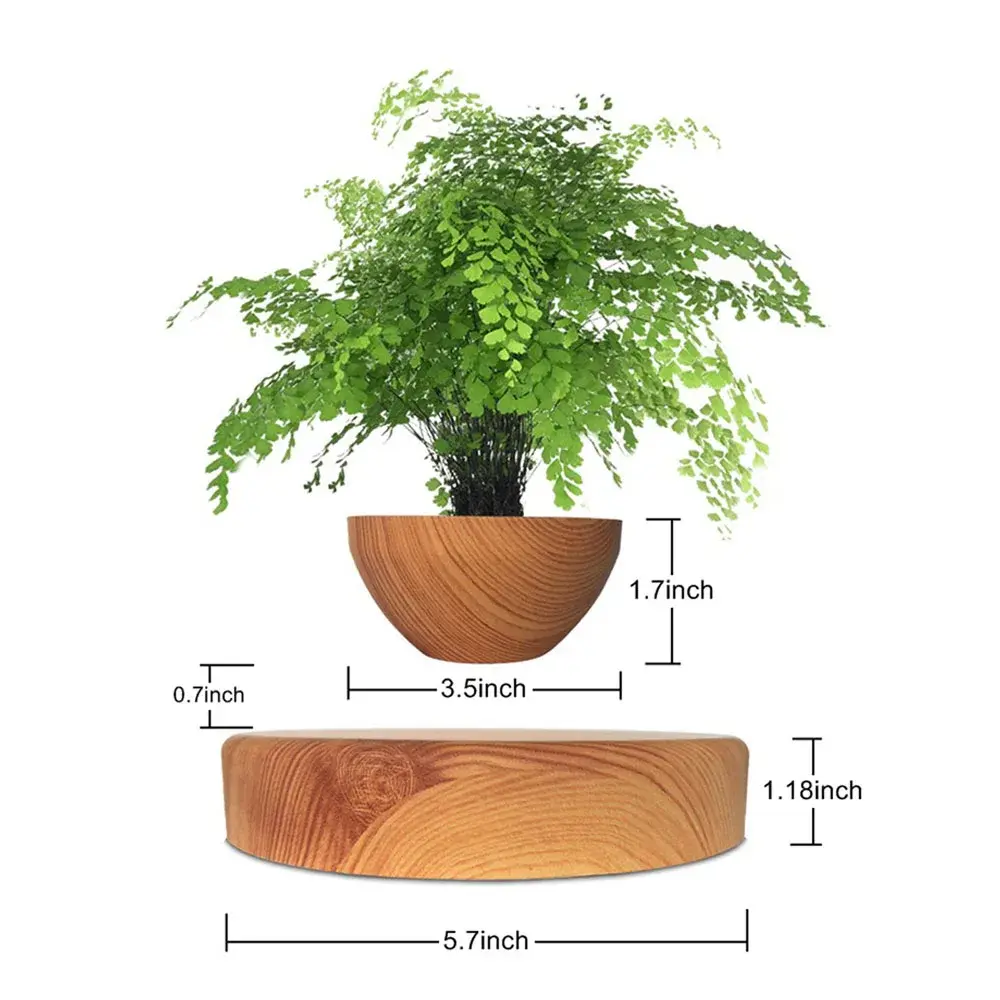 Hot Sale Levitating Air Bonsai Pot Rotation Planters Magnetic Levitation Suspension Flower Floating Pot Potted Plant Desk Decor NONE