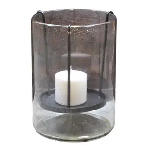 Glass Hurricane W/ Custom Iron Insert