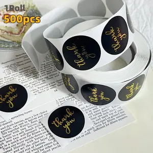 500 Round Thank You Decorative Gift Tags, Shop Gift Sealing Labels, Perfect for Gifts and Orders, Perfect for Festival Gift, Birthdays, Weddings, Christmas/Thanksgiving Day/mother's day, Self-Adhesive Paper Labels, Party & Event Decorations