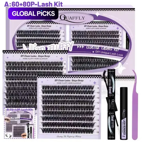 Mixed Length Individual False Eyelashes Kit with Tweezers, Glue & Glue Remover, 360pcs/set Natural Look Eyelashes, Longer Looking Eyelashes, Eyelashes Extensions, Cluster Lashes, Cosmetic False Lashes, Eye Makeup Products #GLOBAL PICKS