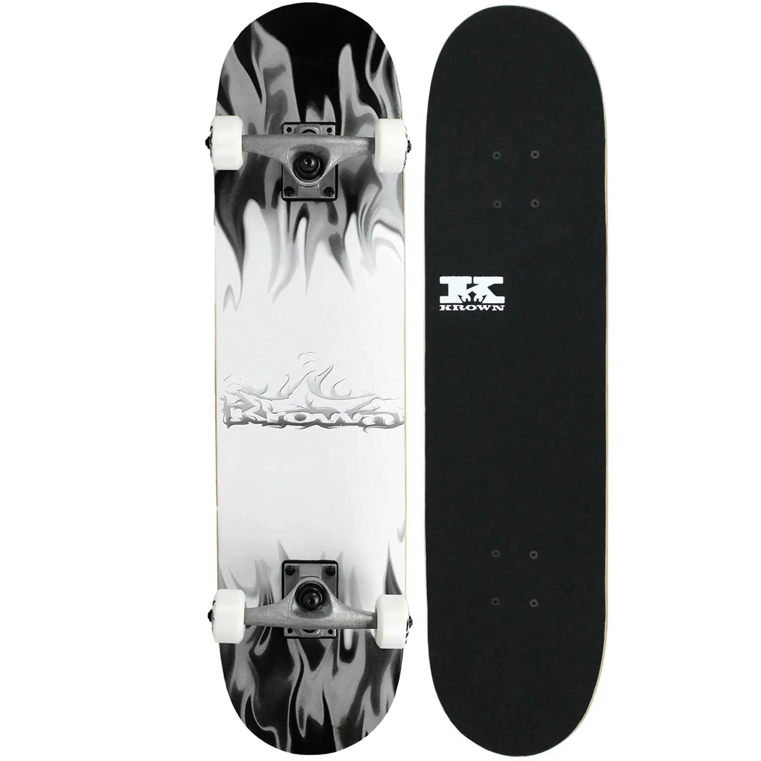 Krown Rookie Complete Grey/White Flame 7.5" Krown Rookie Complete Grey/White Flame 7.5"