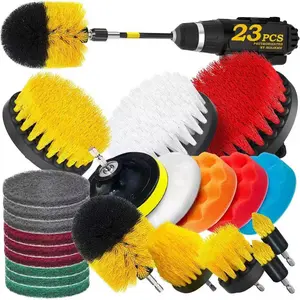 23 Piece Drill Brush Attachments Set with Nylon Bristles for Scratch-Free Cleaning on Bathtubs Grout Carpets Kitchen Appliances Car Detailing KIWDZFU