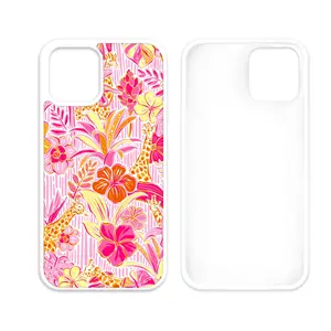 Preppy Giraffe White iPhone Case with Vibrant Floral Design TPU Rubber Borders and Protective Raised Lip for Stylish Protection