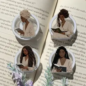 Black Woman Reading Book Kindle Grip, Melanin Book Lover Aesthetic Phone Holder, Afro Woman Reader Pop Grip Stand, Bookish Black Woman Accessory