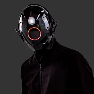 CosTribe Cyberpunk Mask with Rechargeable Red LED, Futuristic Techwear TPU & Polycarbonate Face Accessory for Cosplay, Halloween & Birthday Gifts