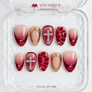Younique Nails | 10PCS 100% Handmade Press-On Nails | Reusable Colorful Art acrylic stylish 3D Luxury Handcrafted Glossy