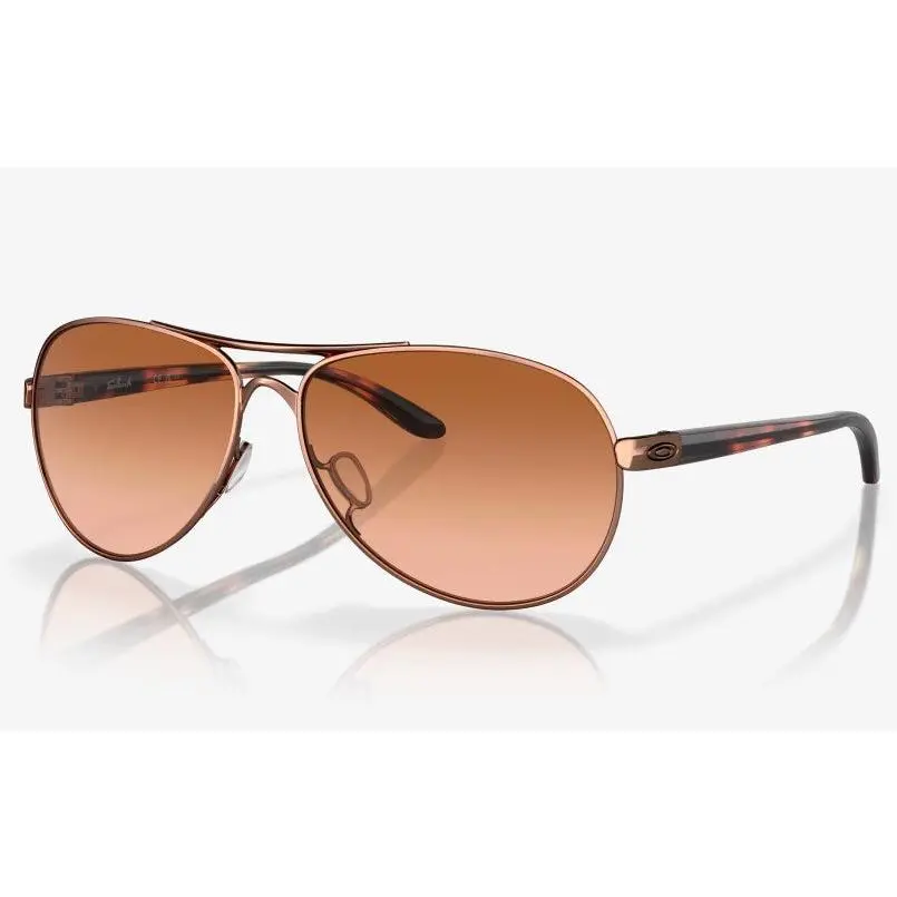 Oakley Feedback Women's Bronze Tint Sunglasses in Rose Gold, Lightweight C-5 Wire Frame with Acetate Stems for Active Lifestyles, Bronze Tint Women's Sunglasses, Stylish Accessories